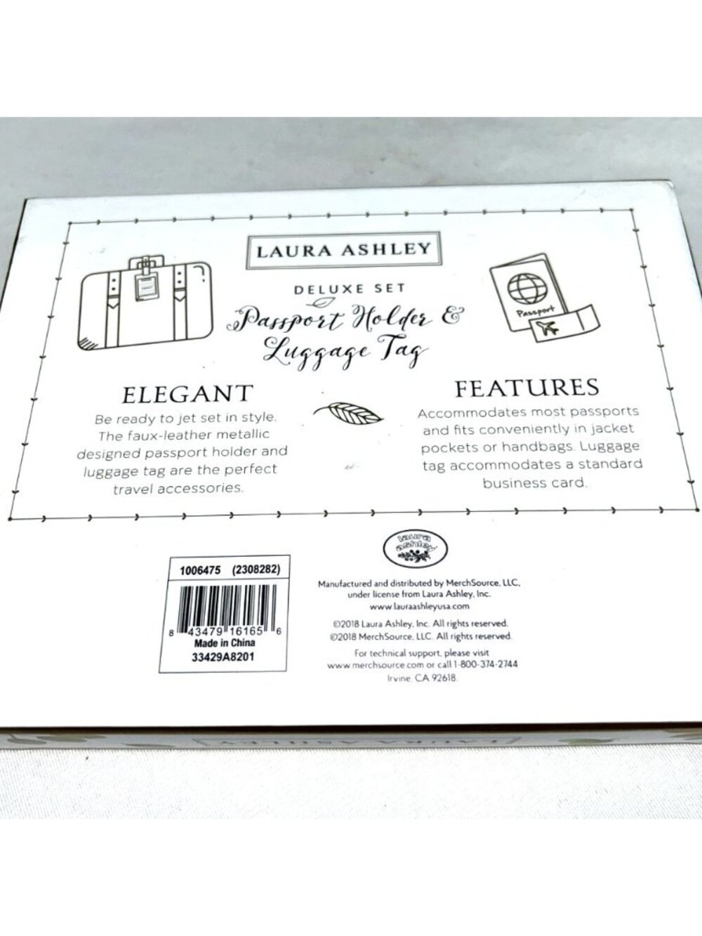 Laura Ashley Deluxe Set Passport Holder and Luggage Tag Pink Faux Leather NEW - Picture 6 of 7